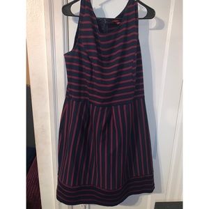 Burgundy + navy stripped dress